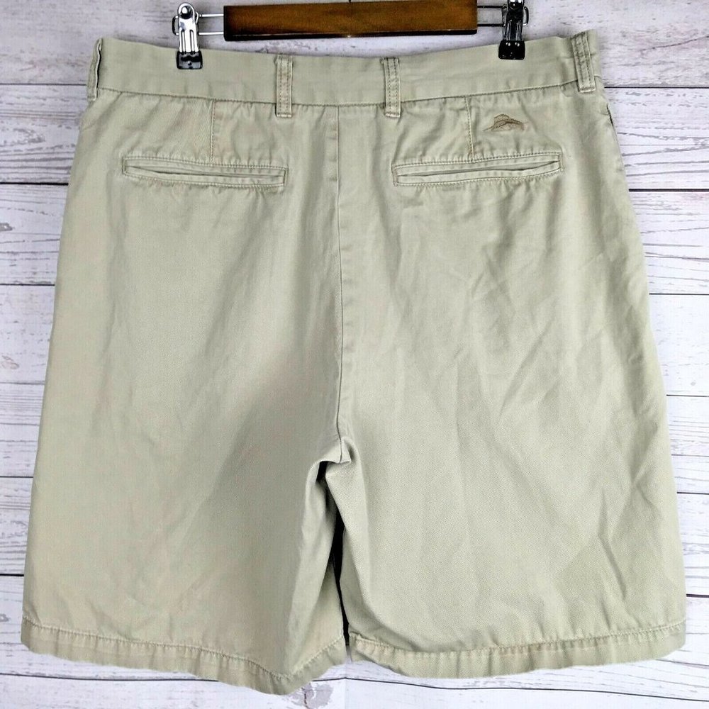 Tommy Bahama Mens Shorts sz‎ 36 Flat Front Chino Tan Cotton Twill Florida Casual